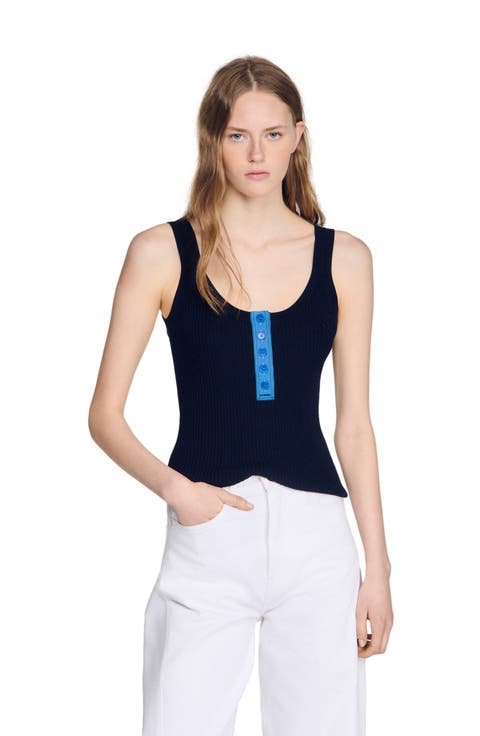Contrast button vest top