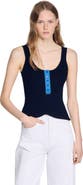 SANDRO Contrast button vest top