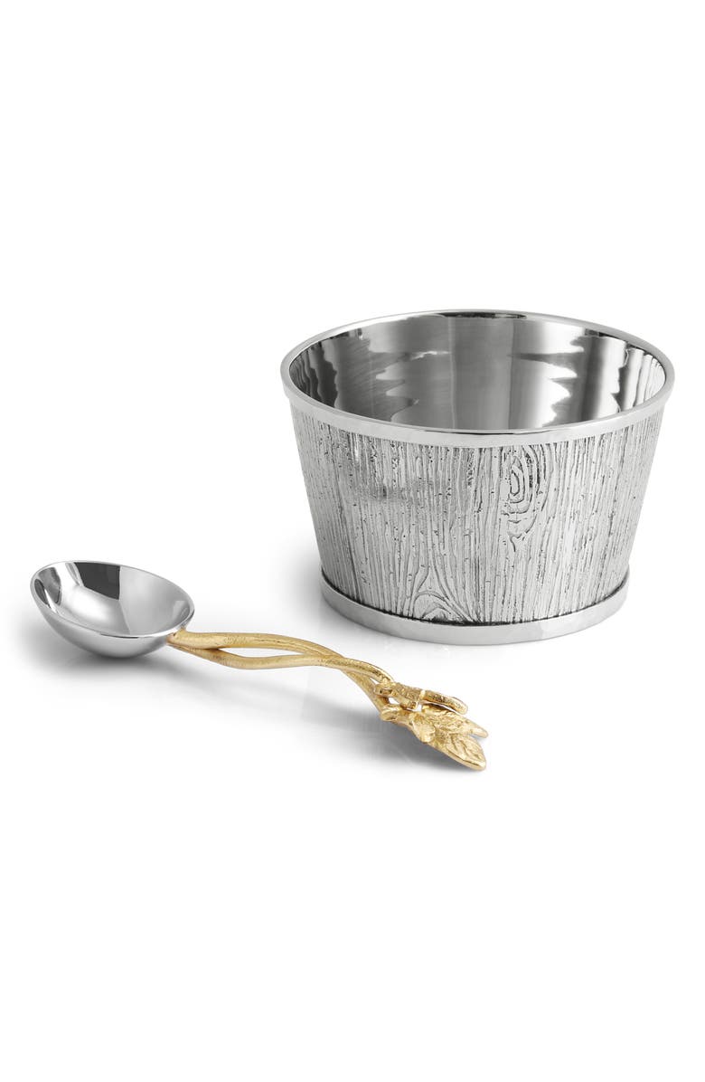 Michael Aram Ivy Oak Nut Dish & Spoon Set, Alternate, color, Silver/ Gold