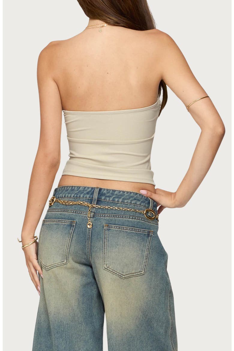 Lian Twist Front Strapless Crop Top, Alternate, color, CREAM