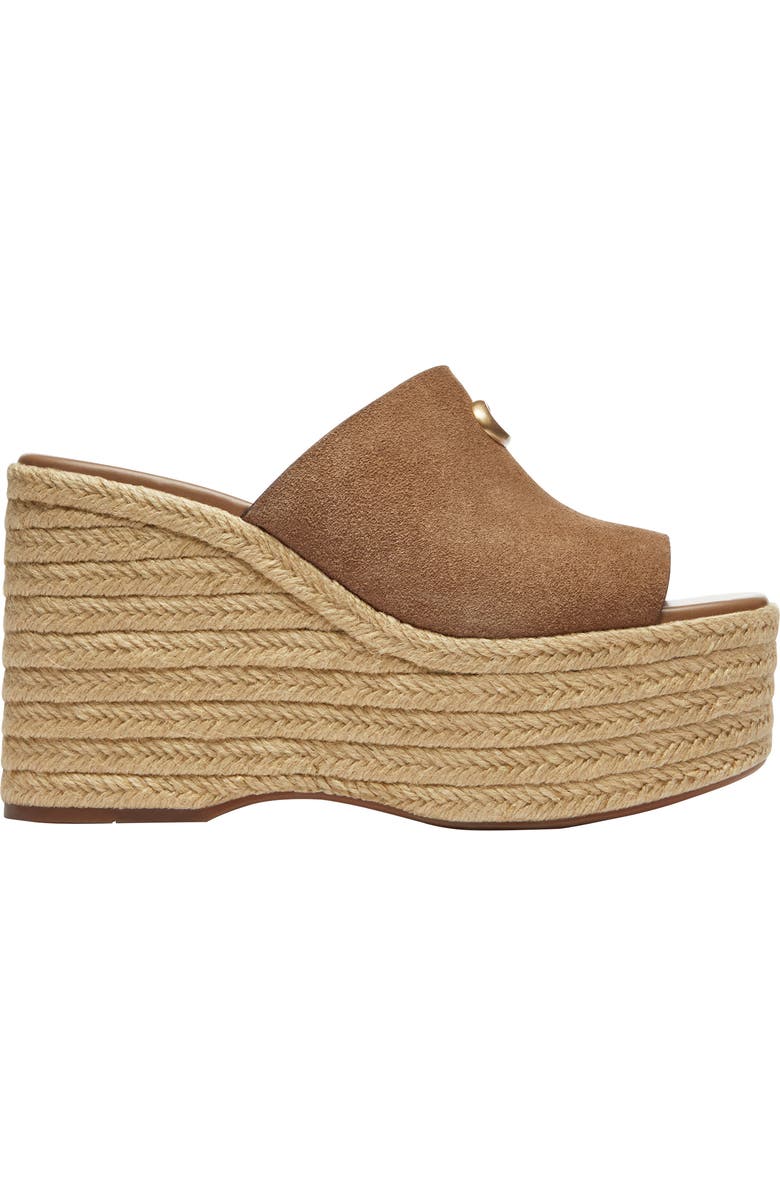 COACH Suede Platform Wedge Sandal, Alternate, color, Coconut