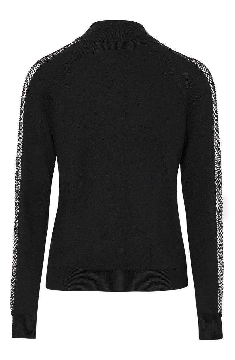 Milly Embellished Mesh Panel Mock Neck Sweater, Alternate, color, 