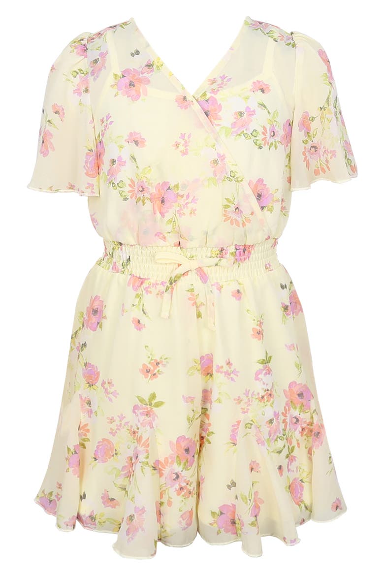 Kids' Flutter Sleeve Chiffon Romper, Main, color, YELLOW