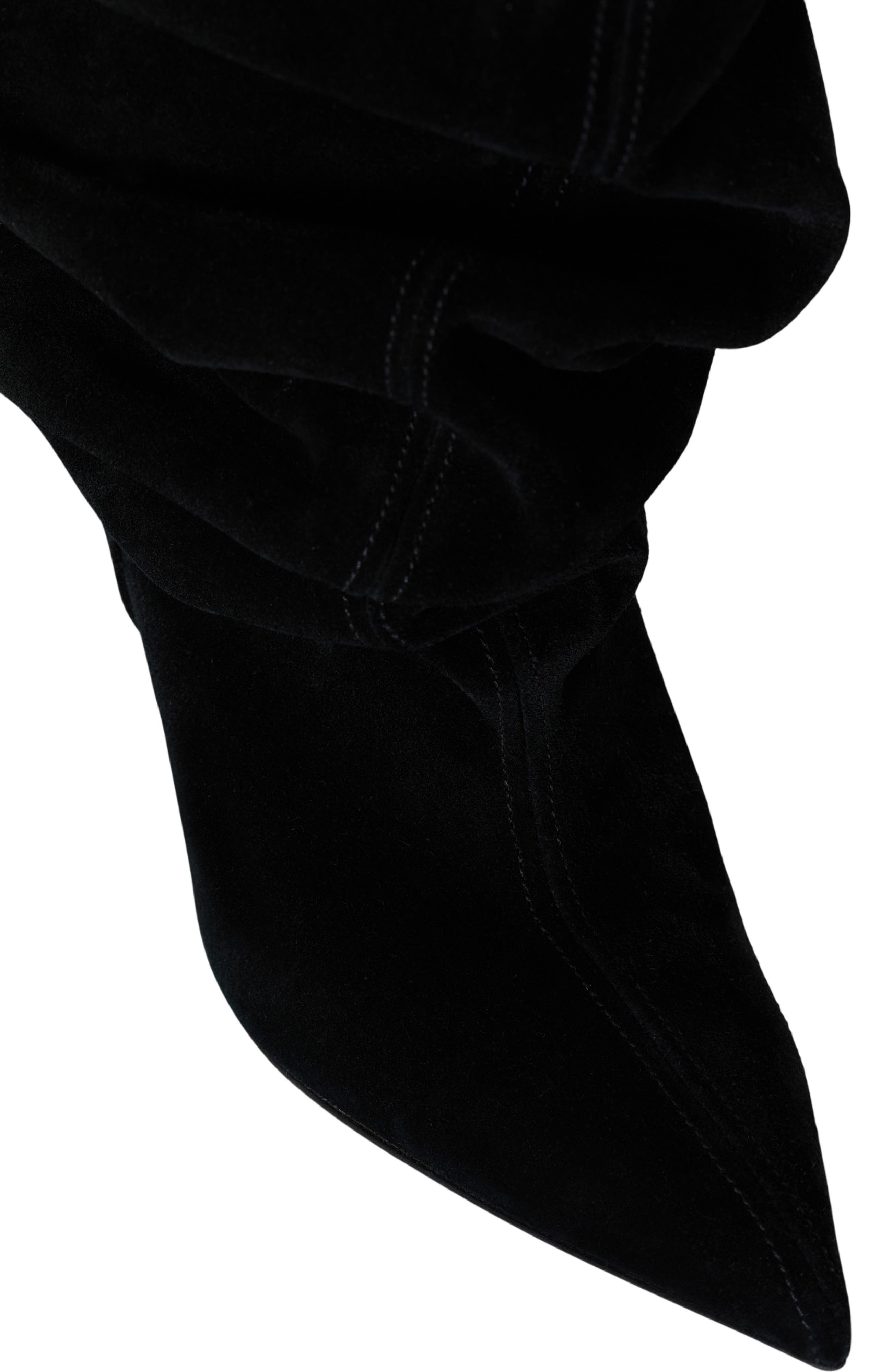 Suede leather Wedge thigh-high boots, Alternate, color, black