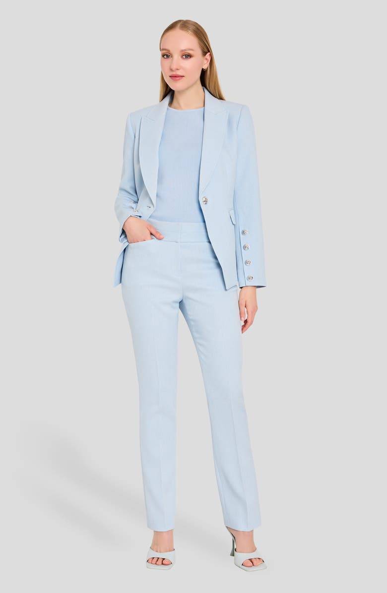 Tahari ASL Bell Bottom Pants, Alternate, color, Ice Blue