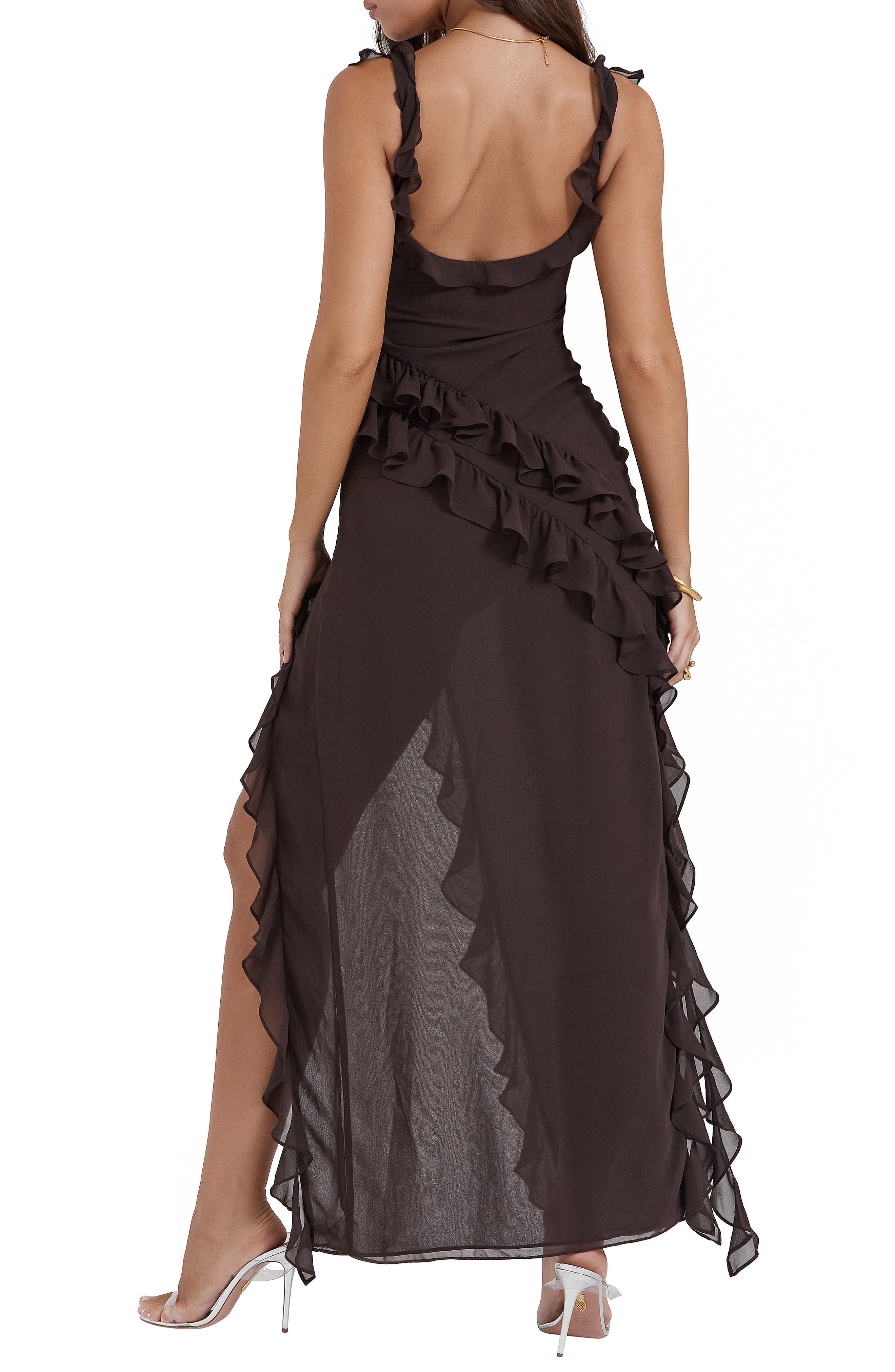house of cb ariela dress blue House Of CB Ariela Ruffle Maxi Dress Blue