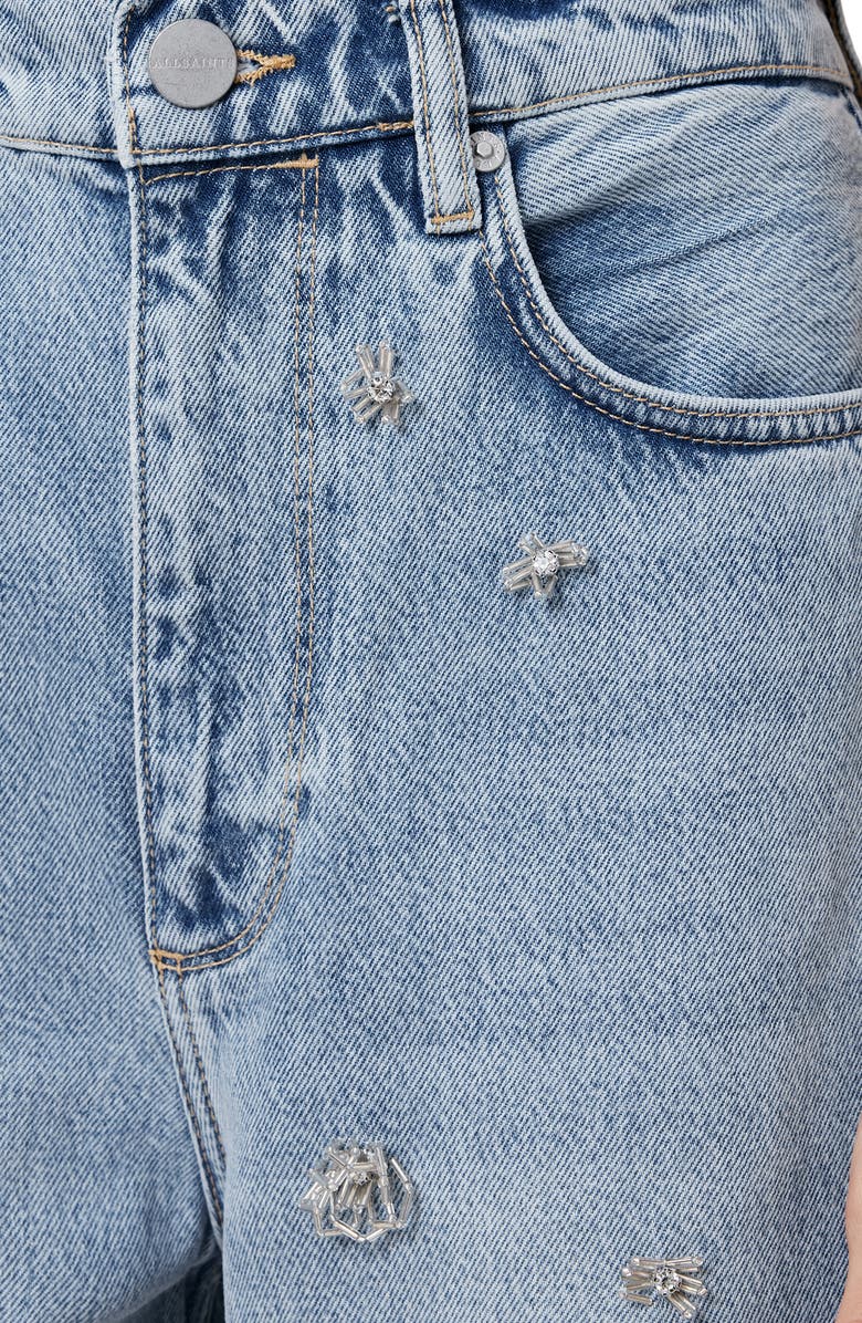 AllSaints Blake High Waist Embroidered Wide Leg Jeans, Alternate, color,