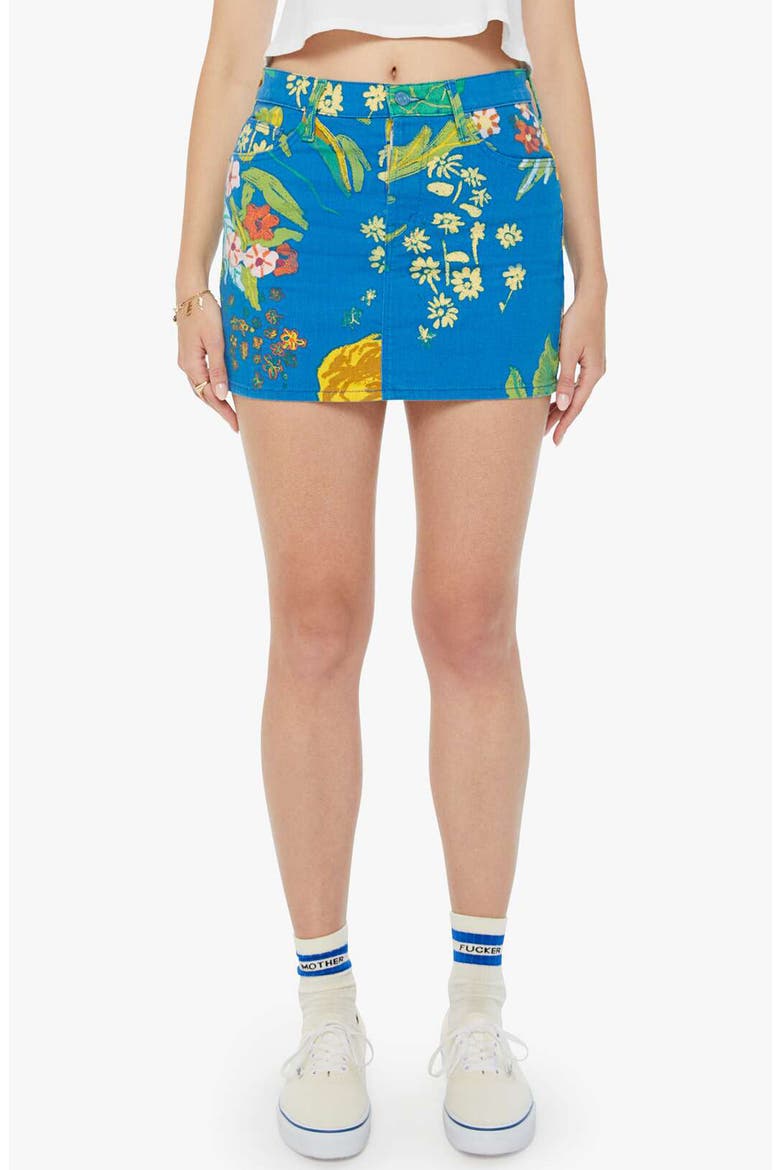 The Vagabond Floral Print Denim Miniskirt, Main, color, LATE BLOOMER