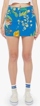 MOTHER The Vagabond Floral Print Denim Miniskirt