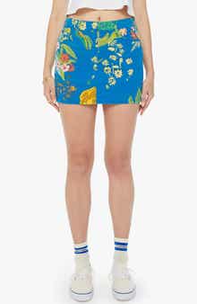 MOTHER The Vagabond Floral Print Denim Miniskirt