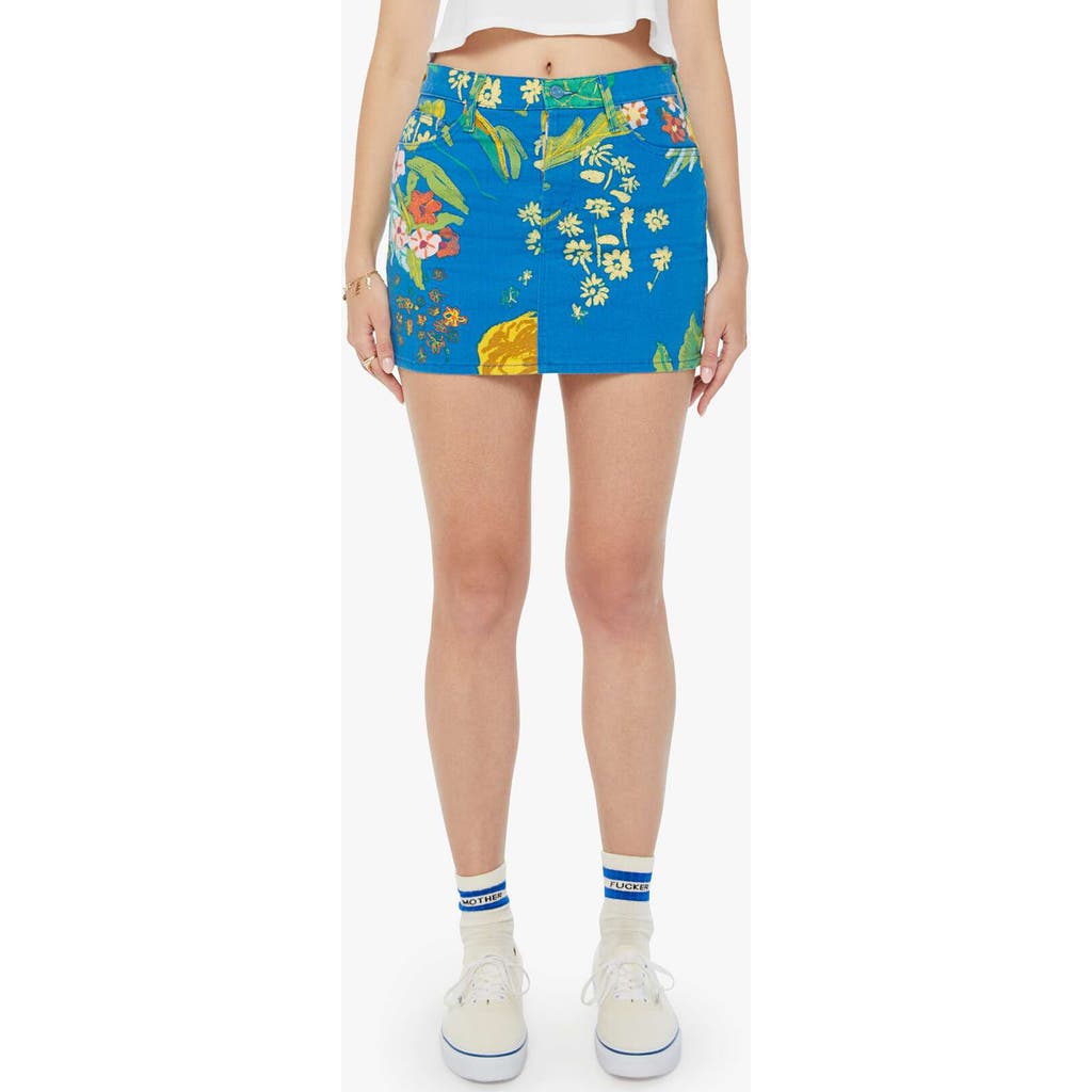 Mother The Vagabond Floral Print Denim Miniskirt In Late Bloomer