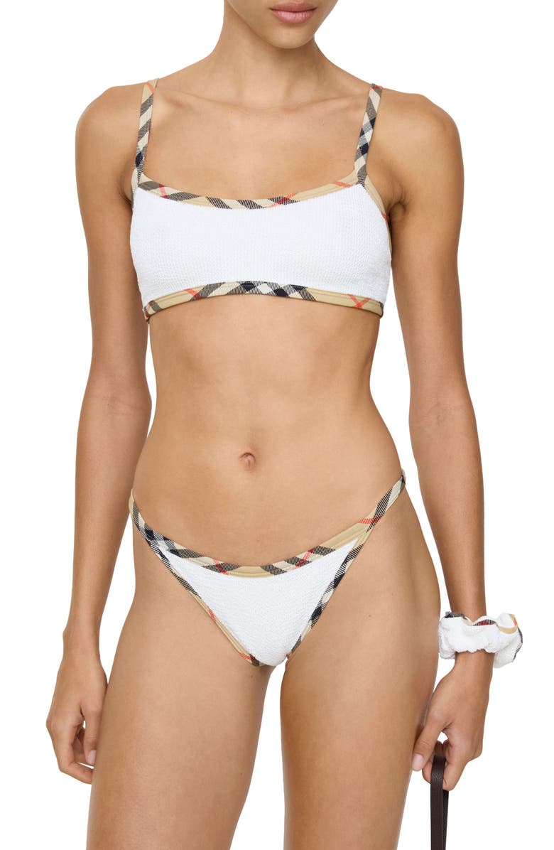 Burberry x Hunza G Tyler Original Crinkle<sup>™</sup> Two-Piece Bikini Swimsuit & Matching Scrunchie Set, Main, color, 