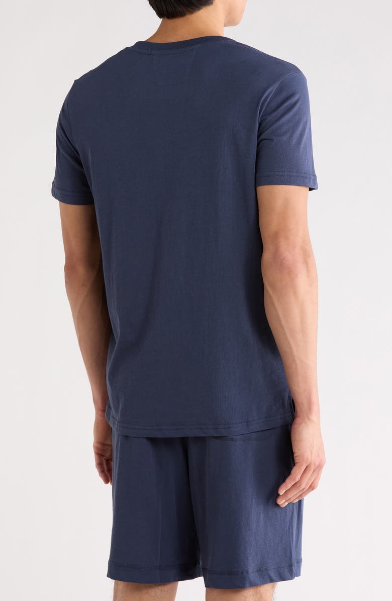 Daniel Buchler Lightweight Short Sleeve Sleep Henley, Alternate, color, College Navy