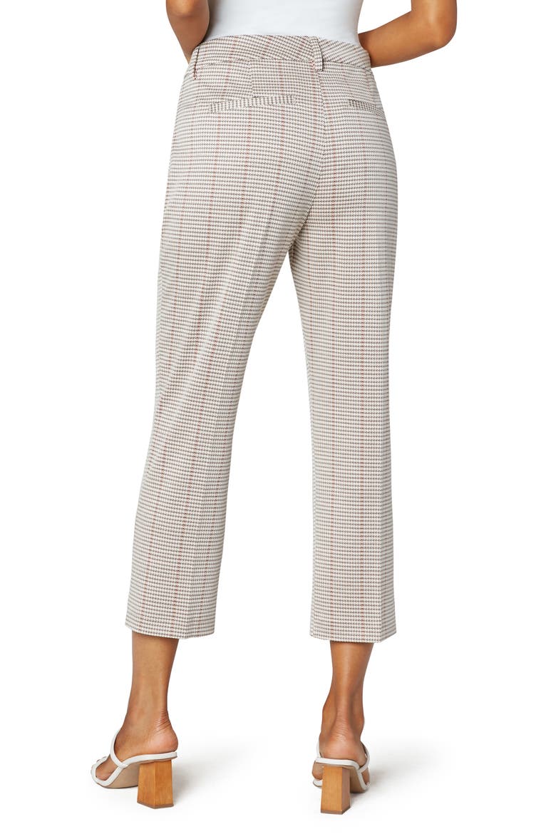 Kate Houndstooth Crop Straight Leg Trousers, Alternate, color, CREAM/ TAN/ RED ABSTRACT