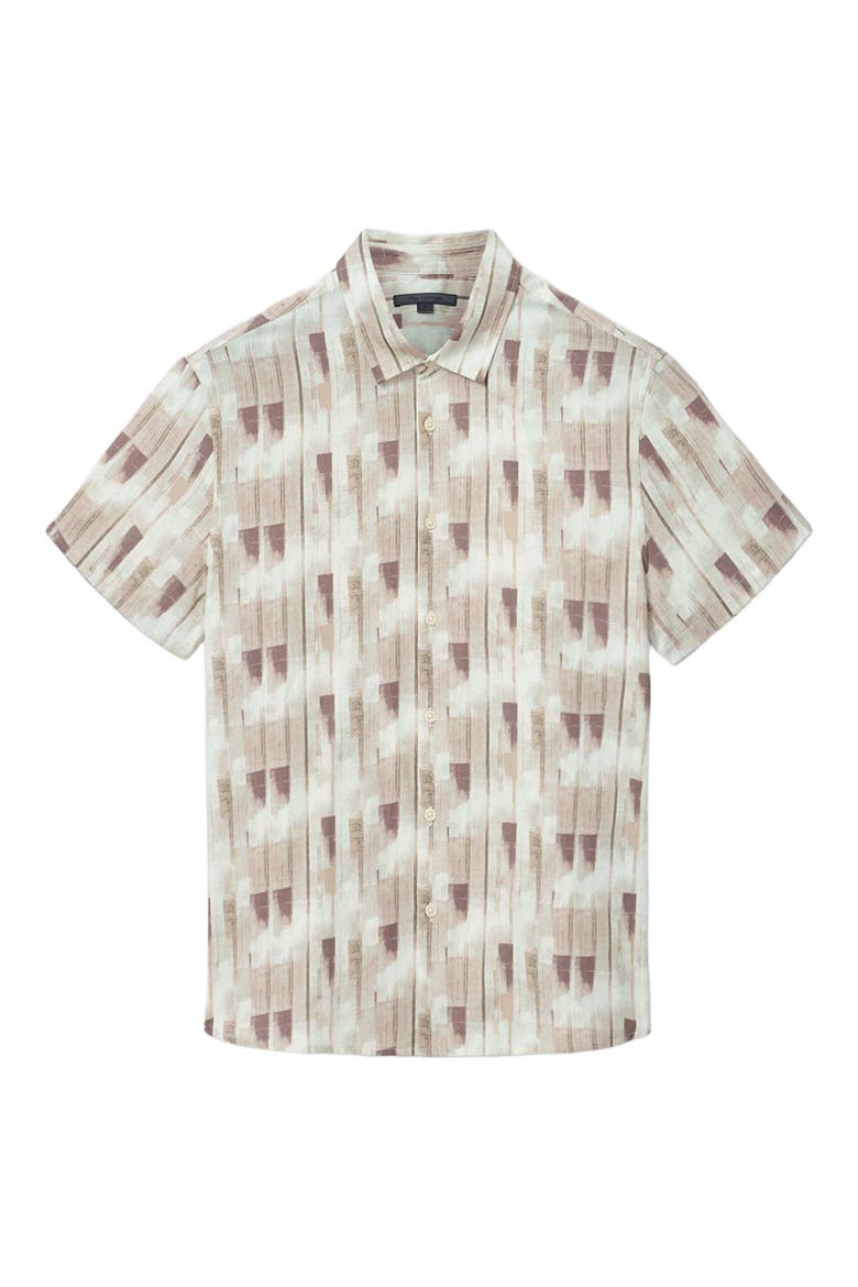 Sean Stripe Cotton Short Sleeve Button-Up Shirt, Alternate, color, LIGHT KHAKI