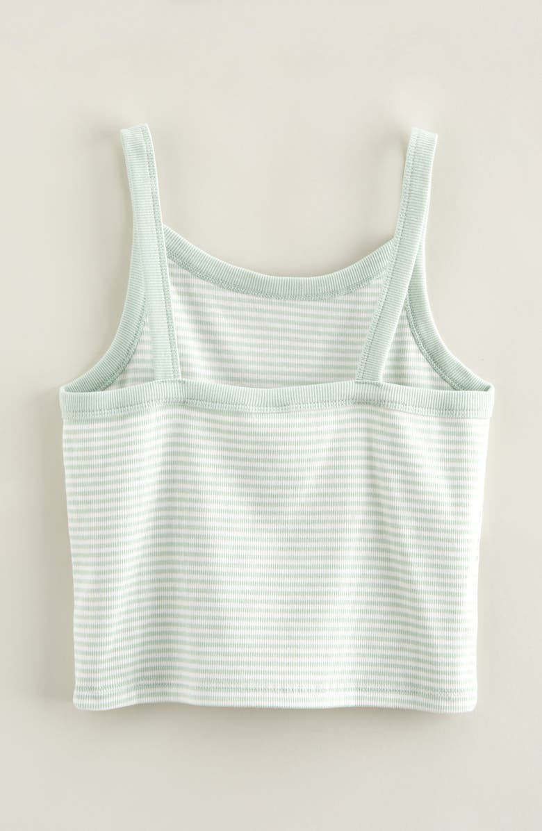 Nordstrom Kids' Cotton Blend Rib Tank, Alternate, color, Green Cameo Micro Stripe