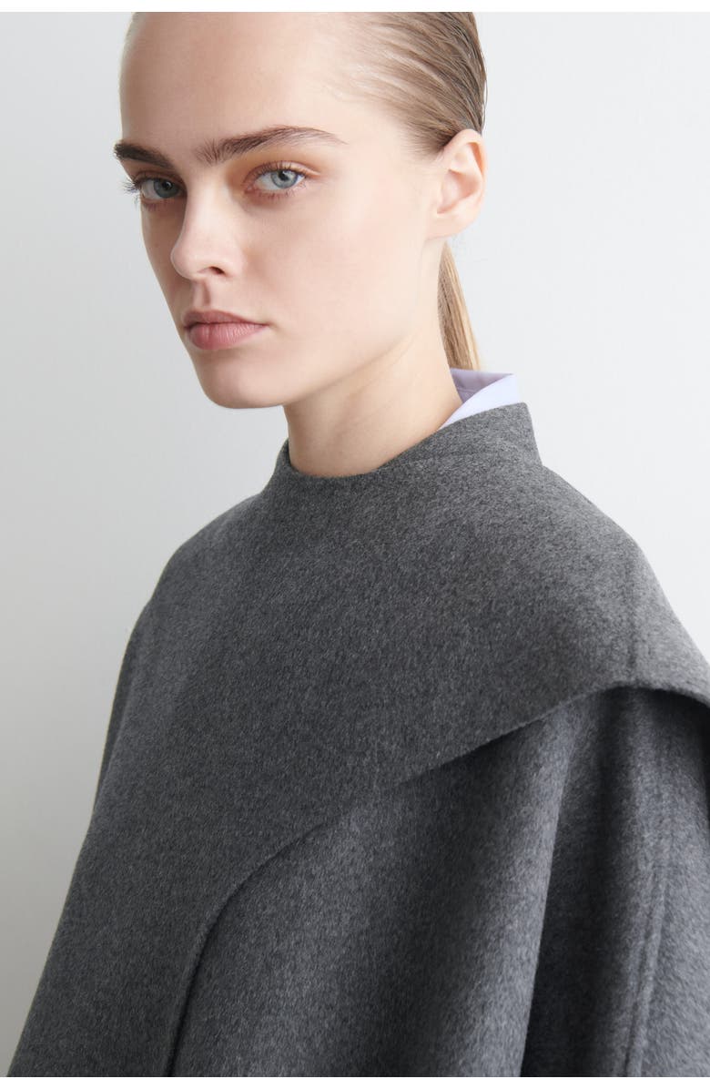 COS Double-faced Merino Wool Scarf Cape, Alternate, color, Gray