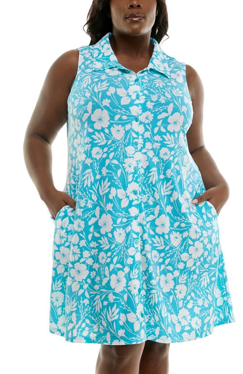 Nina Leonard Sleeveless Trapeze Dress In Rift/white