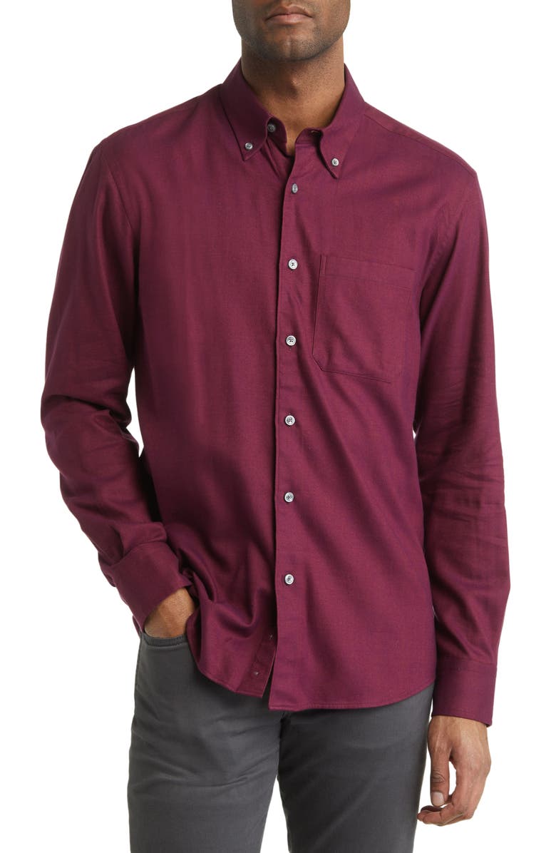 Scott Barber Herringbone Twill Button-Down Shirt, Main, color, 