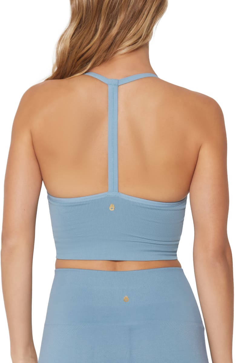 Spiritual Gangster Icon T-Back Sports Bra, Alternate, color, 