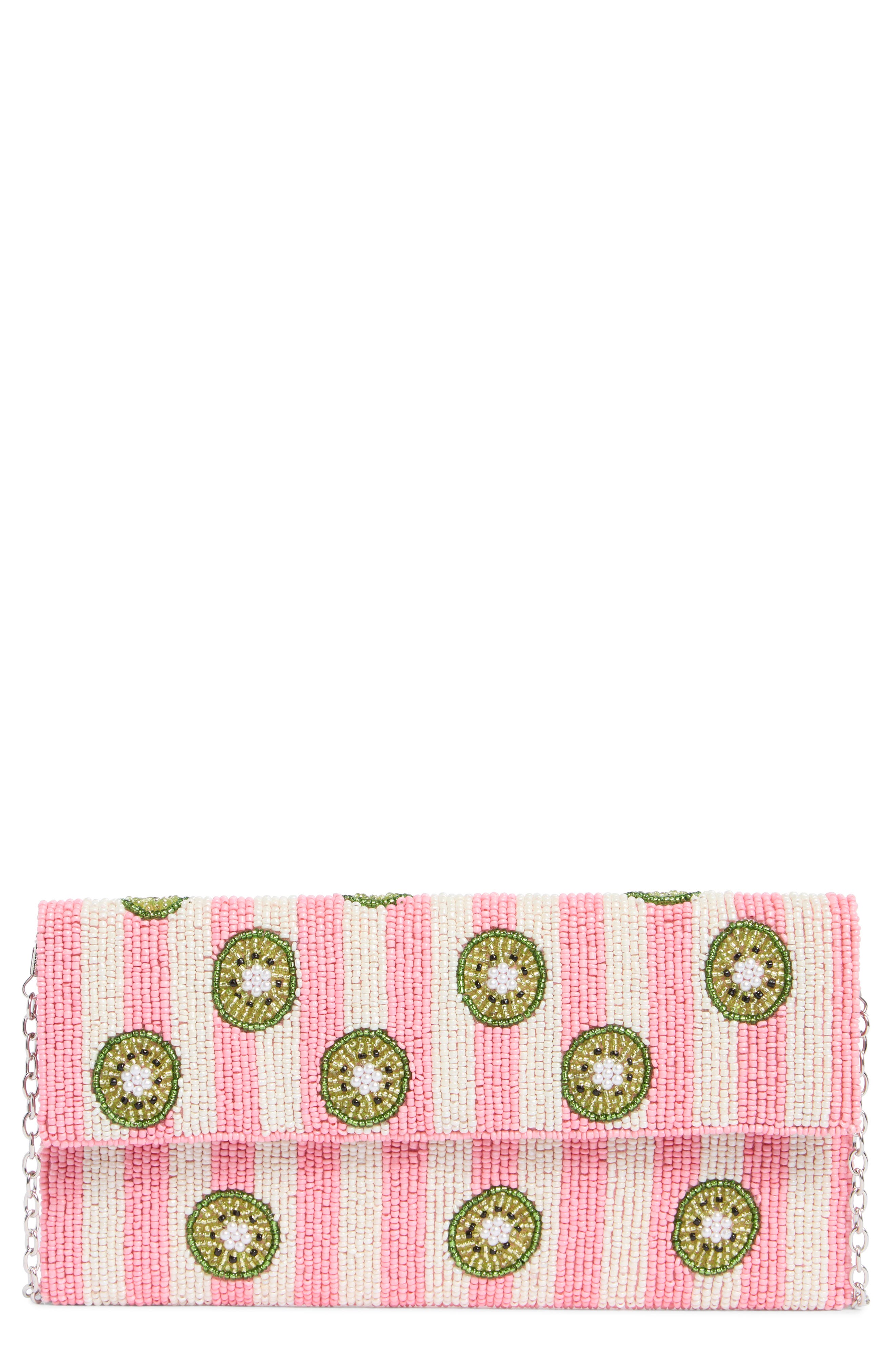 Collection XIIX Beaded Striped Kiwi Clutch