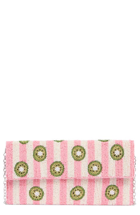 Beaded Striped Kiwi Clutch