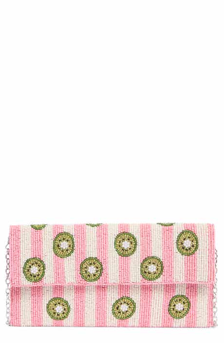 Collection XIIX Beaded Striped Kiwi Clutch