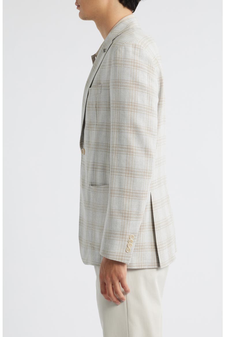 Hampton Light Grey Plaid Knit Wool & Linen Blend Sport Coat, Alternate, color, LIGHT GREY