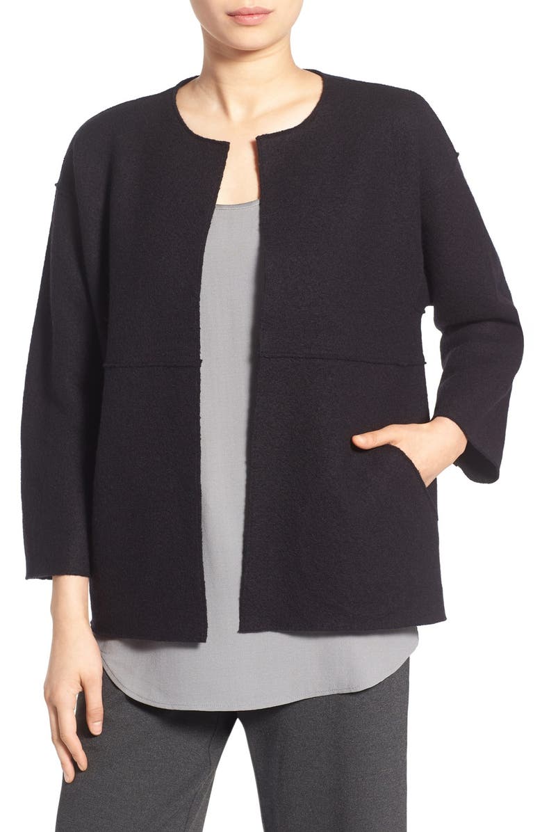 Eileen Fisher Round Neck Wool Jacket, Main, color,