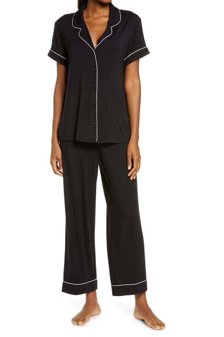 Moonlight Dream Crop Pajamas, Main, color, BLACK