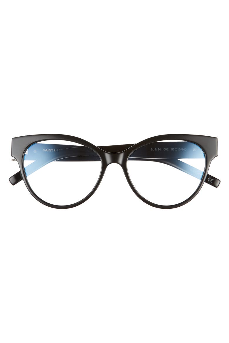 53mm Cat Eye Optical Glasses, Alternate, color, BLACK