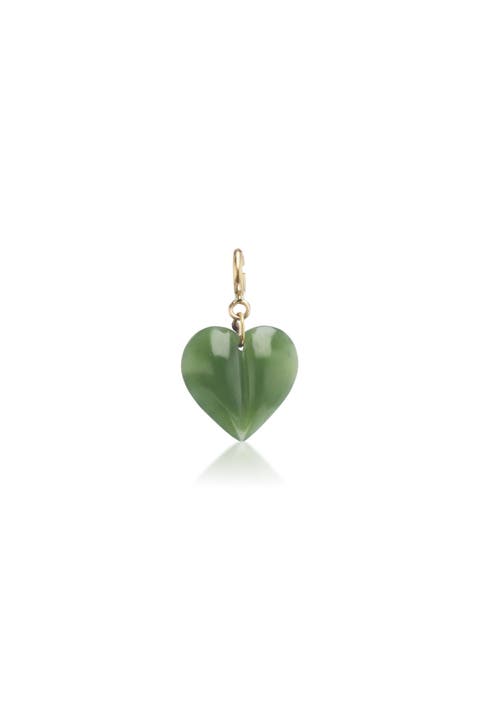 Jade Mini Split Heart Charm