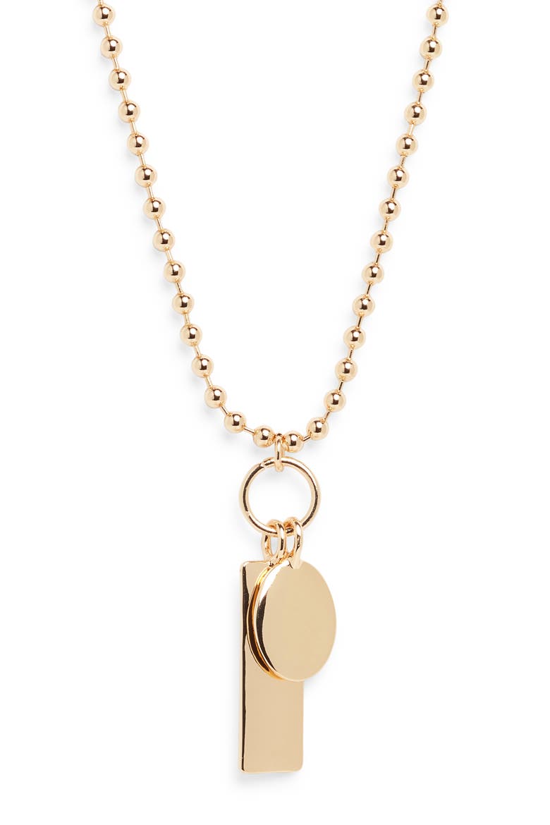 Long Shot Tag Beaded Pendant Necklace, Main, color, GOLD