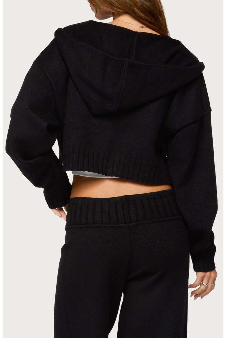 Russell Crop Hooded Zip Sweater, Alternate, color, BLACK