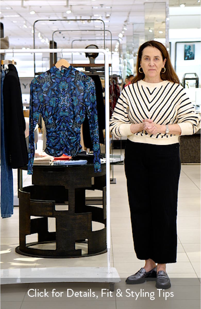 Floral Print Mock Neck Long Sleeve Shirt, sales video thumbnail