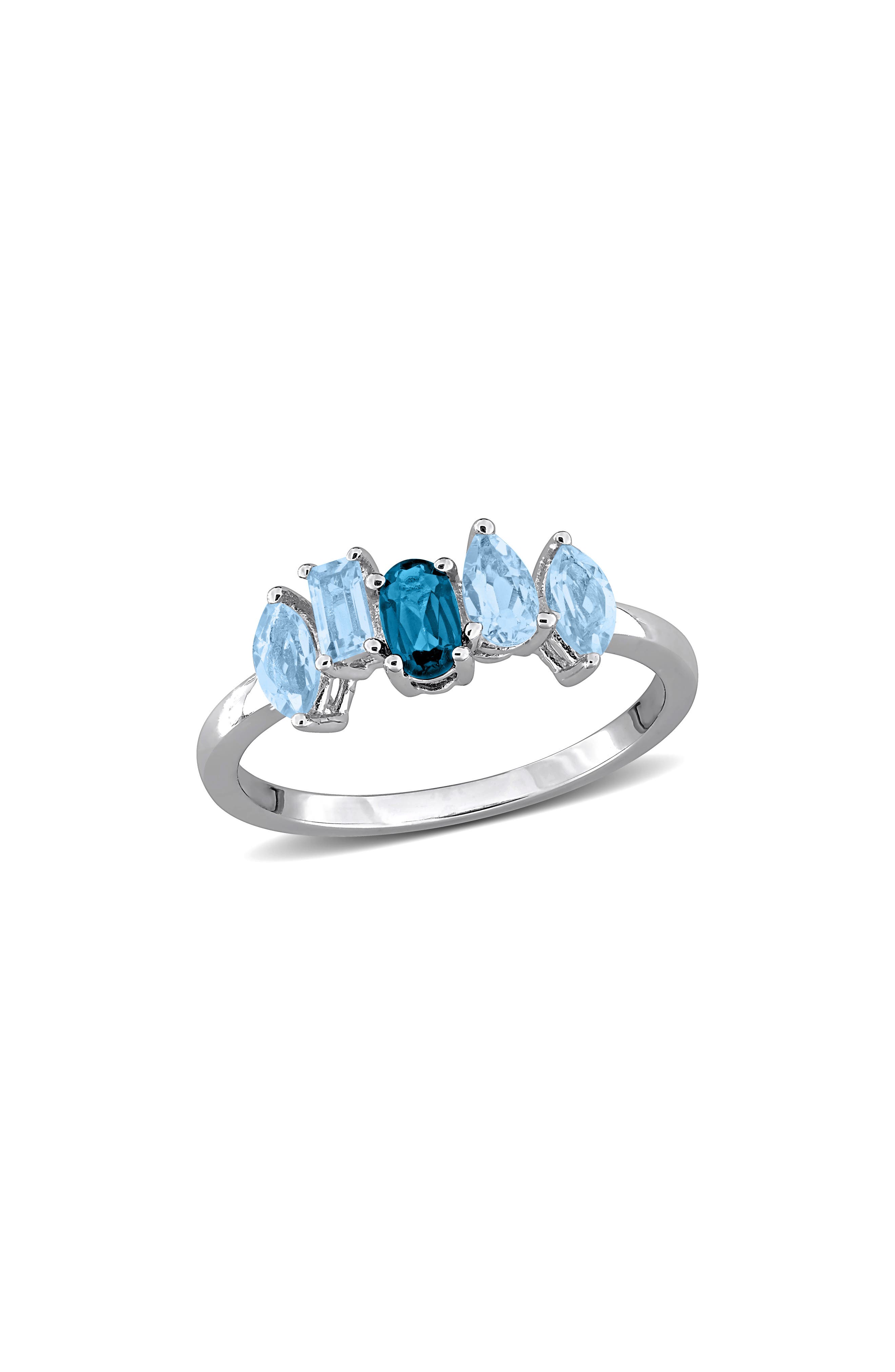DELMAR Sterling Silver Sky Blue Topaz & London Blue Topaz Ring