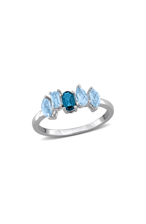 Sterling Silver Sky Blue Topaz & London Blue Topaz Ring