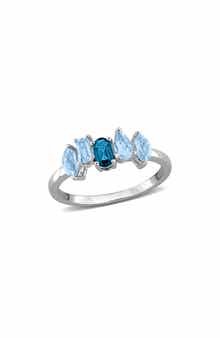 DELMAR Sterling Silver Sky Blue Topaz & London Blue Topaz Ring