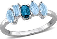 DELMAR Sterling Silver Sky Blue Topaz & London Blue Topaz Ring