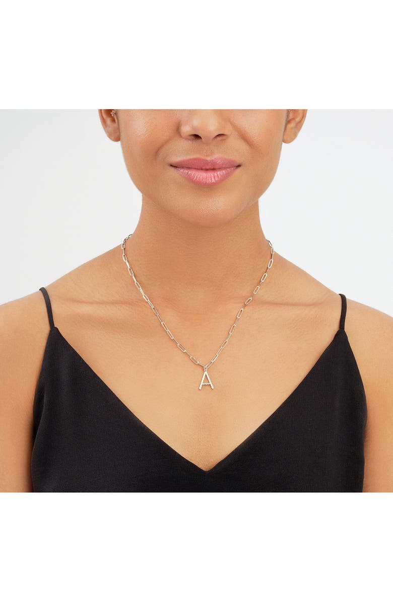 Sterling Forever Rhodium Plated Braided Initial Pendant Necklace, Alternate, color, 