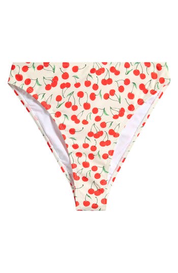 GOOD AMERICAN GOOD AMERICAN GOOD WAIST CHERRY PRINT CHEEKY BIKINI BOTTOMS