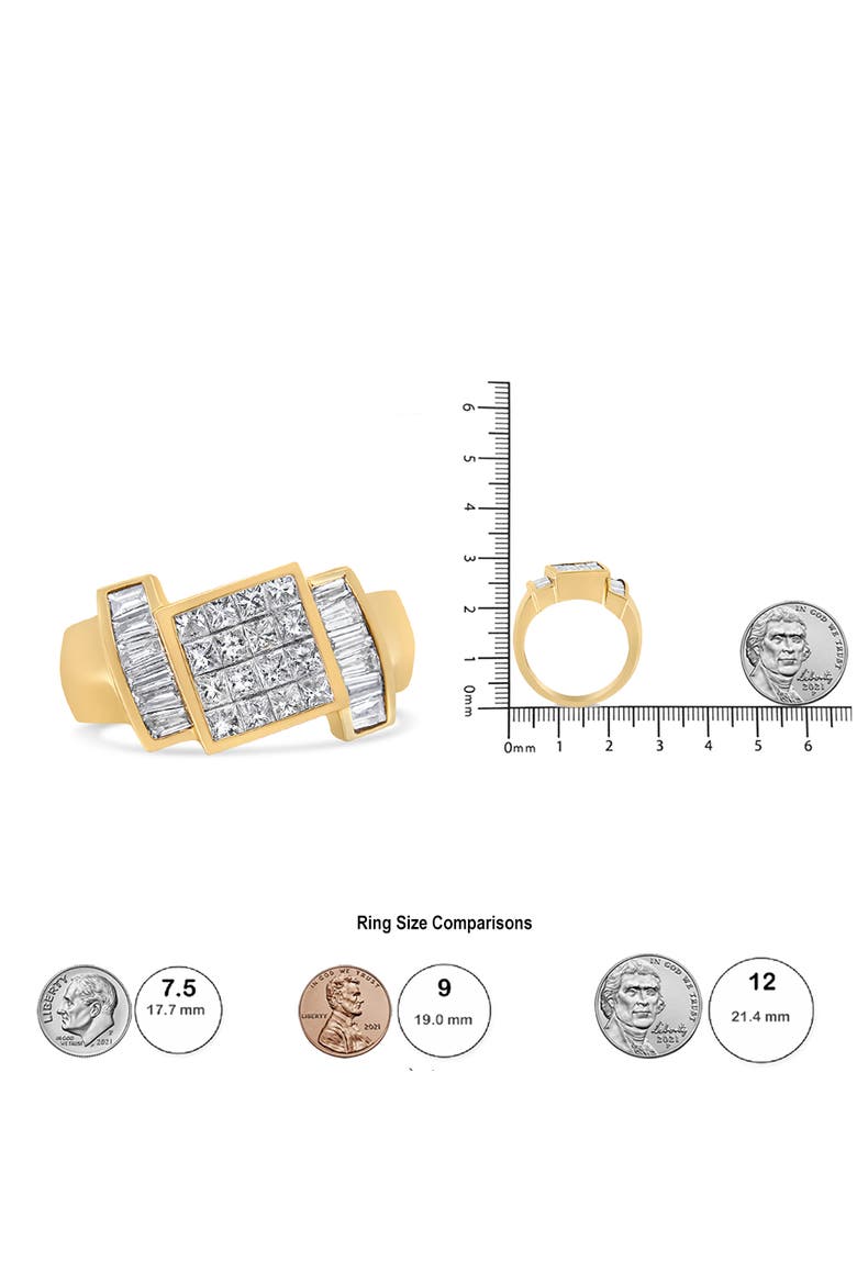 14K Yellow Gold 1 5/8 Cttw Invisible-Set Princess and Baguette Diamond Cocktail Band Ring, Alternate, color, Yellow Gold