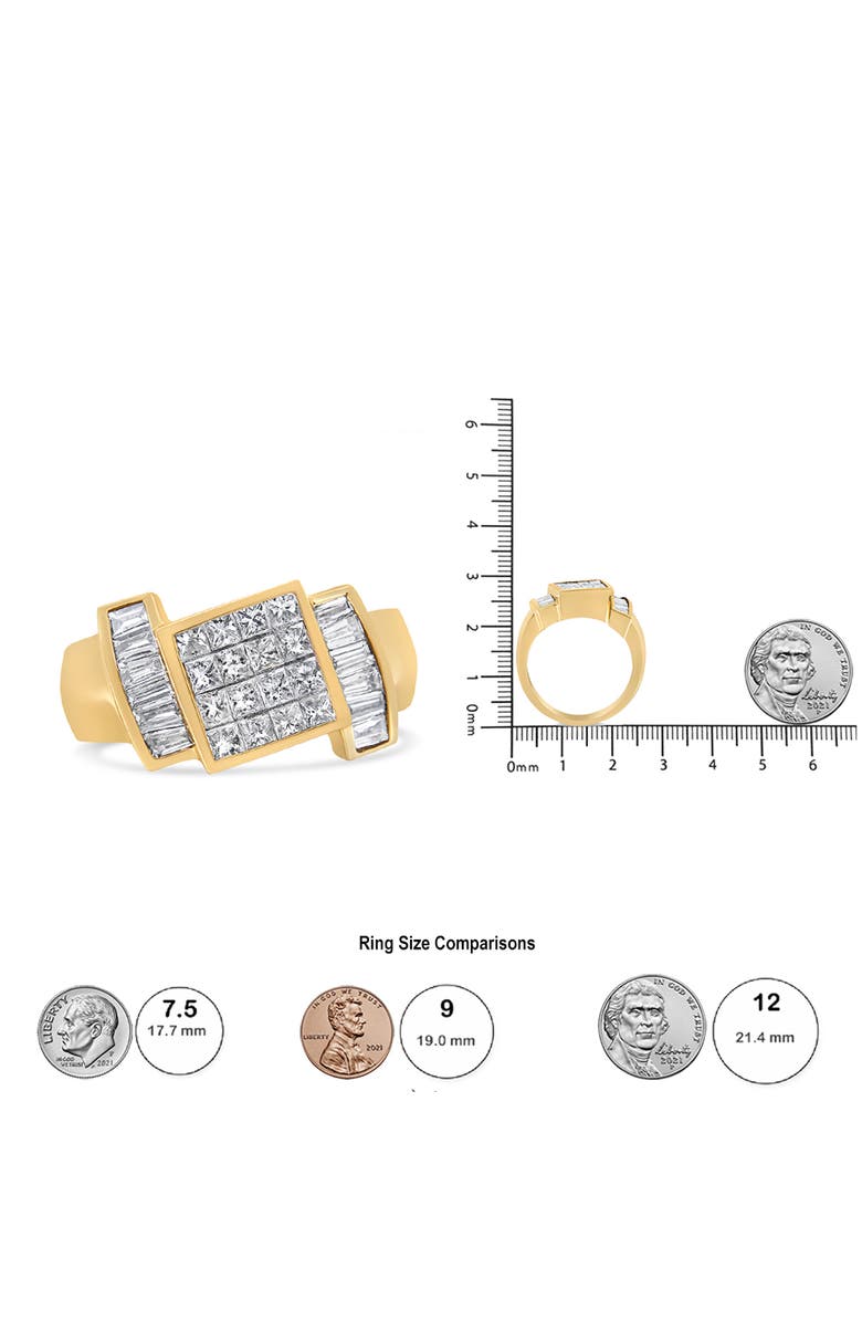 Haus of Brilliance 14K Yellow Gold 1 5/8 Cttw Invisible-Set Princess and Baguette Diamond Cocktail Band Ring, Alternate, color, Yellow Gold