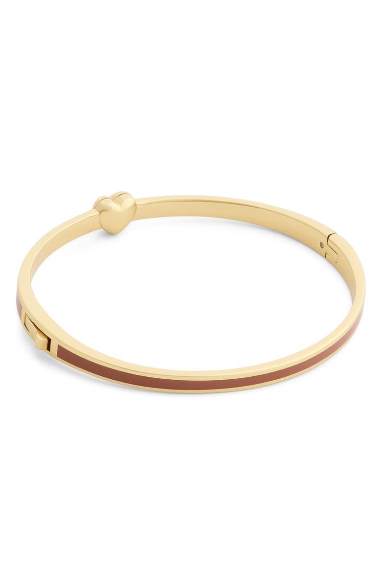 COACH Heart Enamel Hinge Bangle, Alternate, color, Brown/ Gold