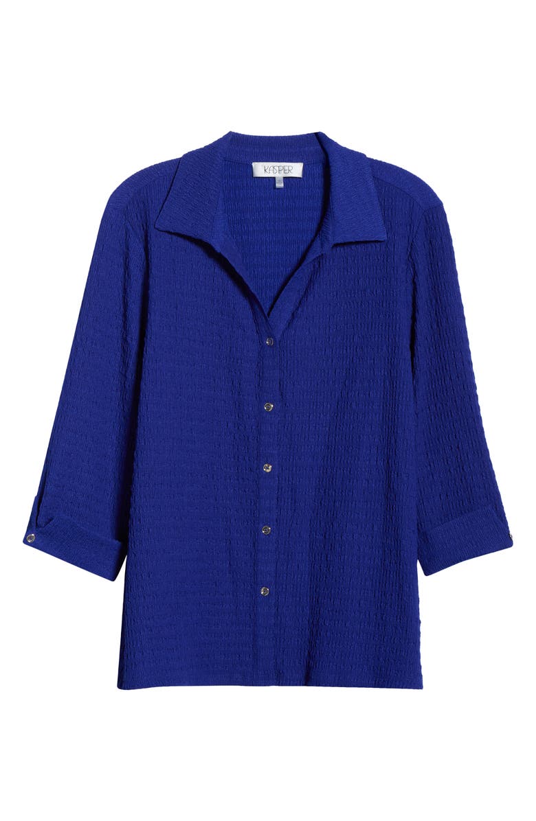 KASPER RIdge Knit Button-Up Shirt, Main, color, Royal Signature