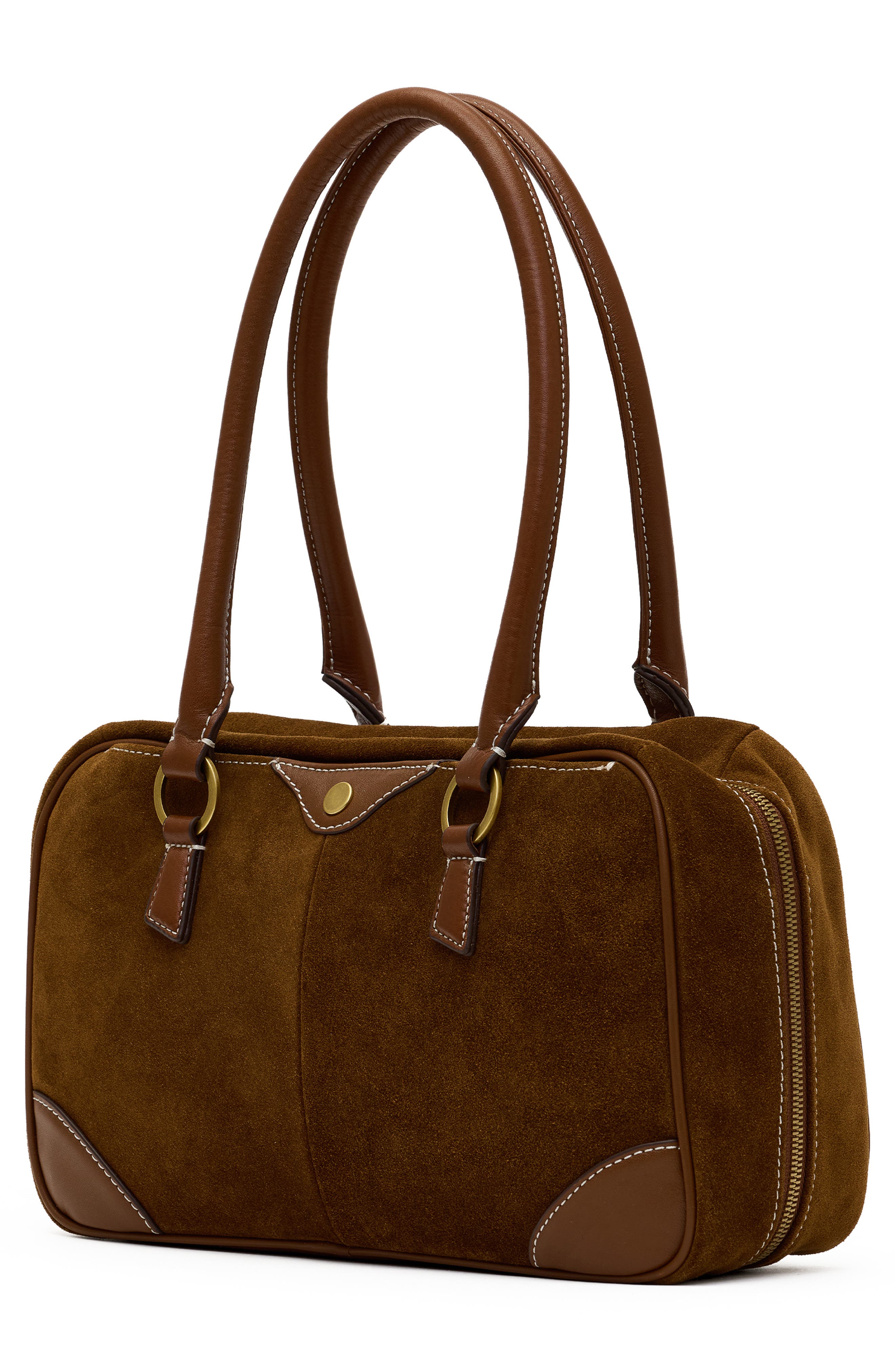 Meredith Medium Suede Shoulder Bag, Alternate, color, CINNAMON SUEDE/ ANTIQUE GOLD