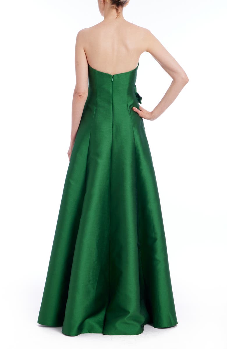 Badgley Mischka Collection Rosette Embroidered Strapless Ballgown, Alternate, color, 