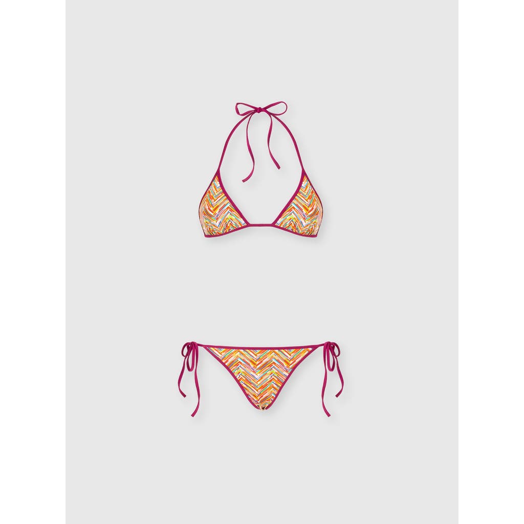 Missoni Reversible Triangle Bikini With Print In Multicoloured