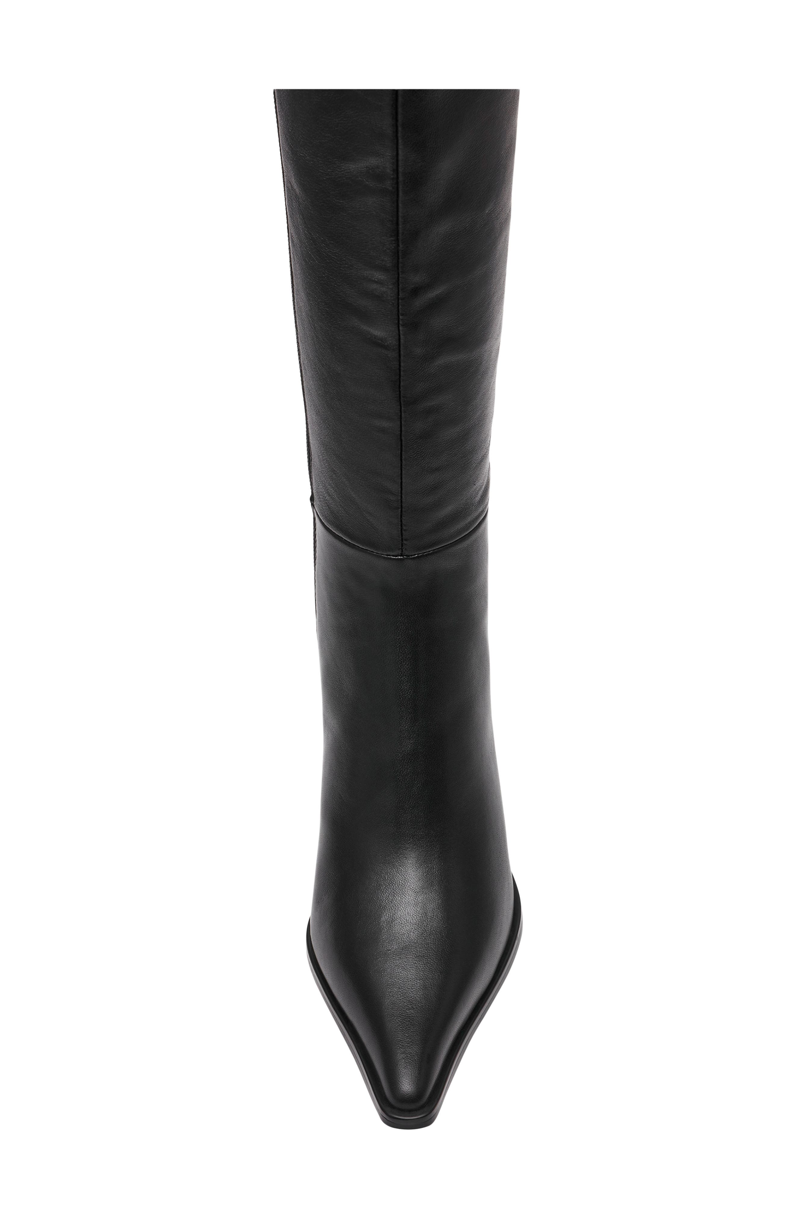 Steve Madden Lingo Pointed Toe Knee High Boot, Alternate, color, Black Leather