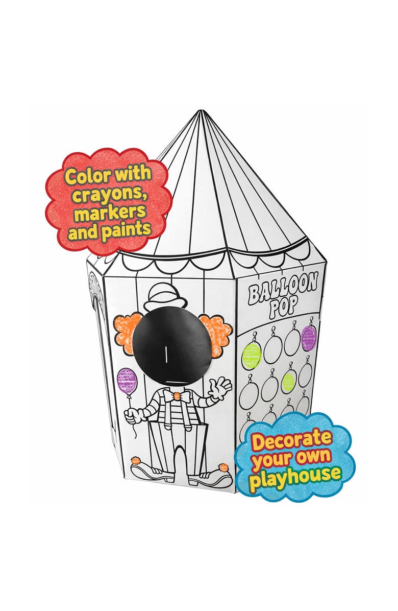 Easy Playhouse Carnival Tent, Decorate & Personalize A Cardboard Play Fort, Alternate, color, Multicolored